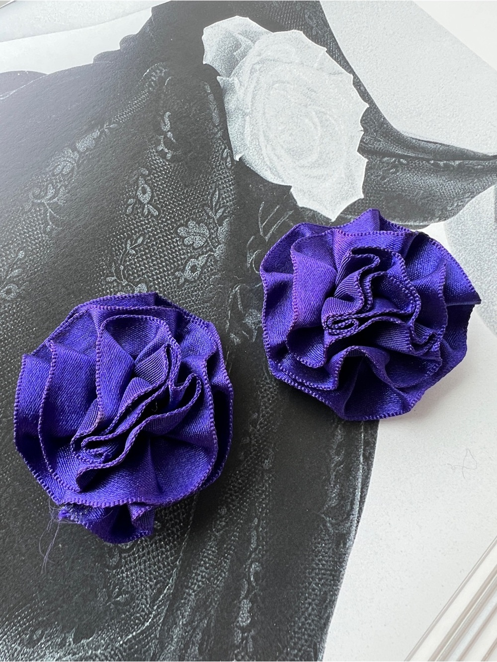 1980’s Purple Satin Flower Shoe Clips